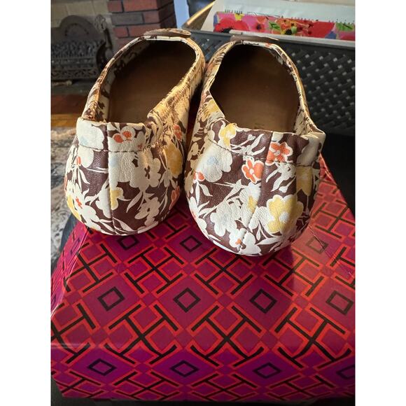 TORY BURCH MINNIE TRAVEL BALLET FLAT LEATHER BROWN REVERIE COMBO LOGO SZ US 9 - Picture 2 of 9